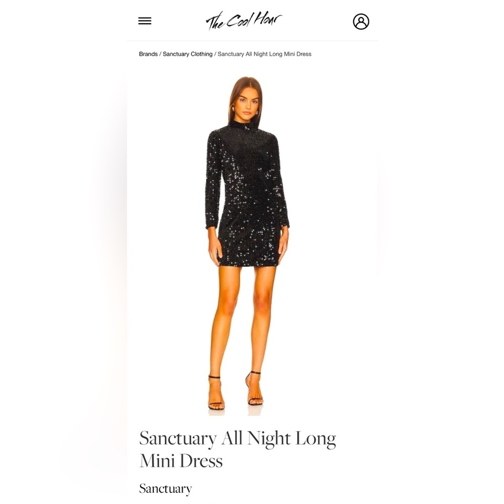 Sanctuary All Night Long Mini Dress Size Medium Black Sequin Mini